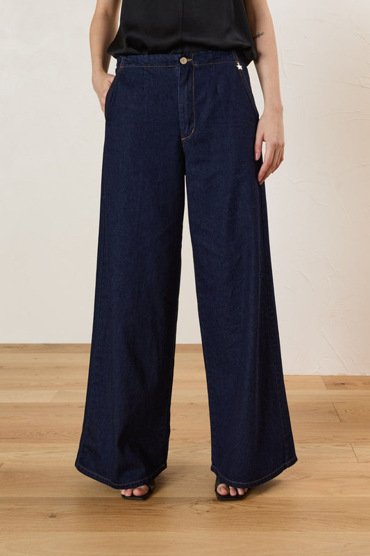Jeans gamba palazzo con elastico in vita - Souvenir