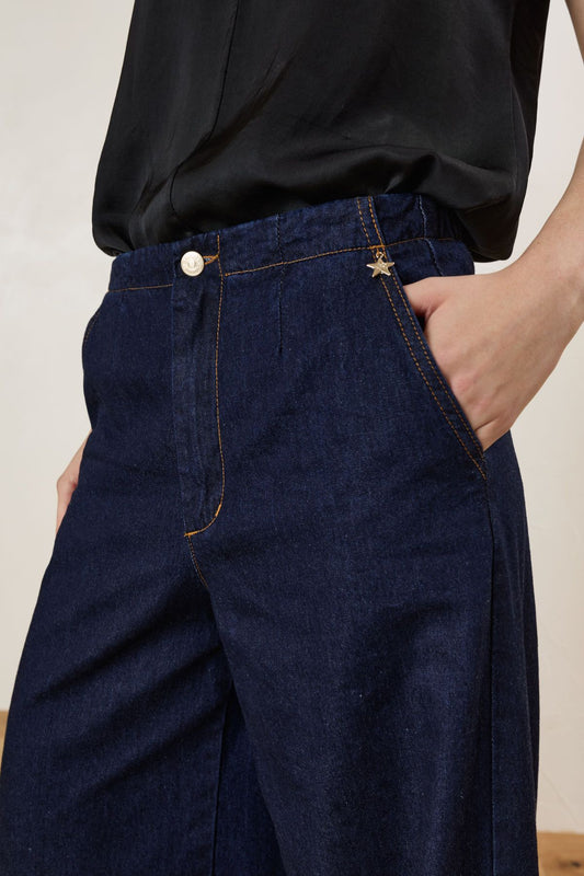 Jeans gamba palazzo con elastico in vita - Souvenir