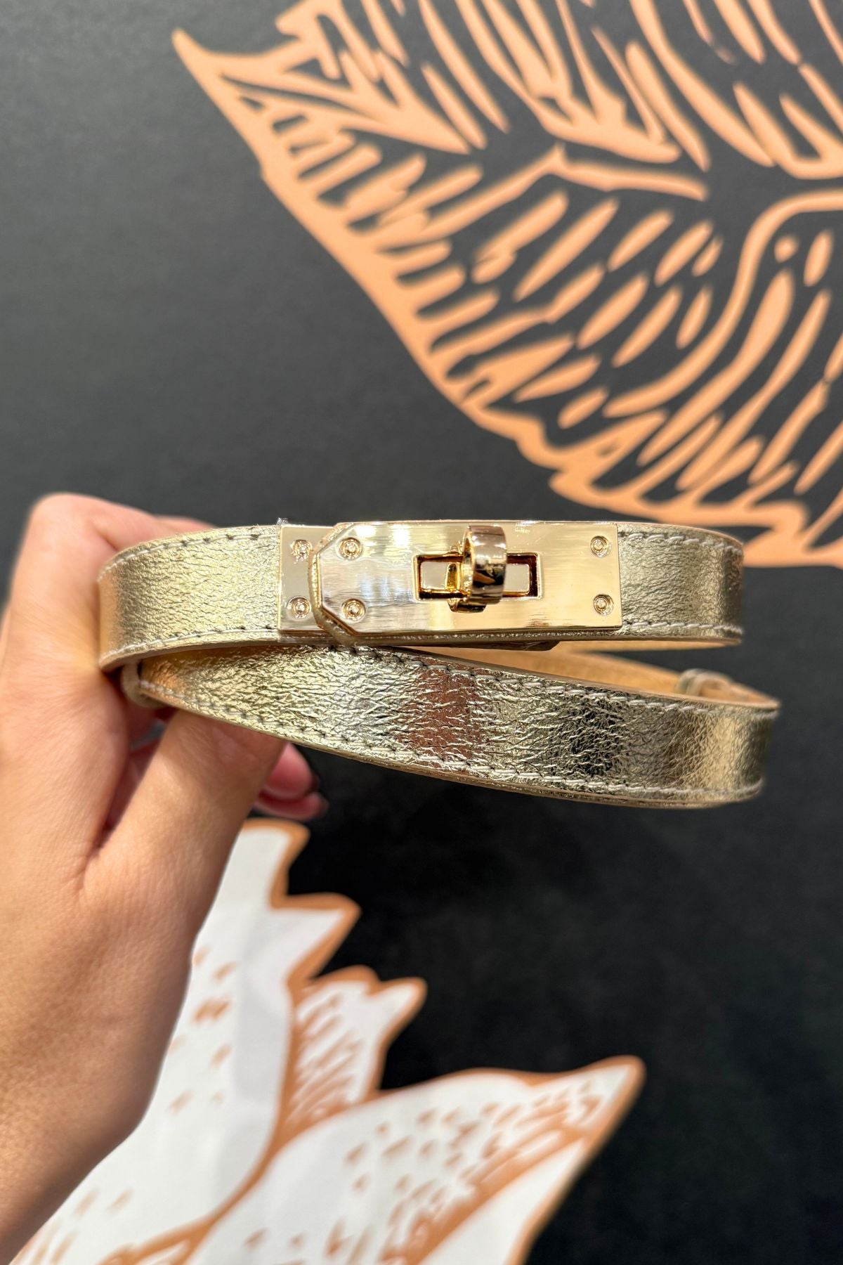 Cintura in pelle modello 'Hermes' vari colori chiusura oro  - Emporio Club