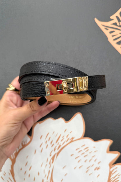 Cintura in pelle modello 'Hermes' vari colori chiusura oro  - Emporio Club