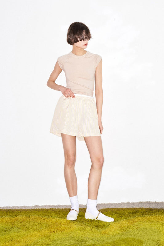 T-shirt basic Fit aderente beige - Lumina