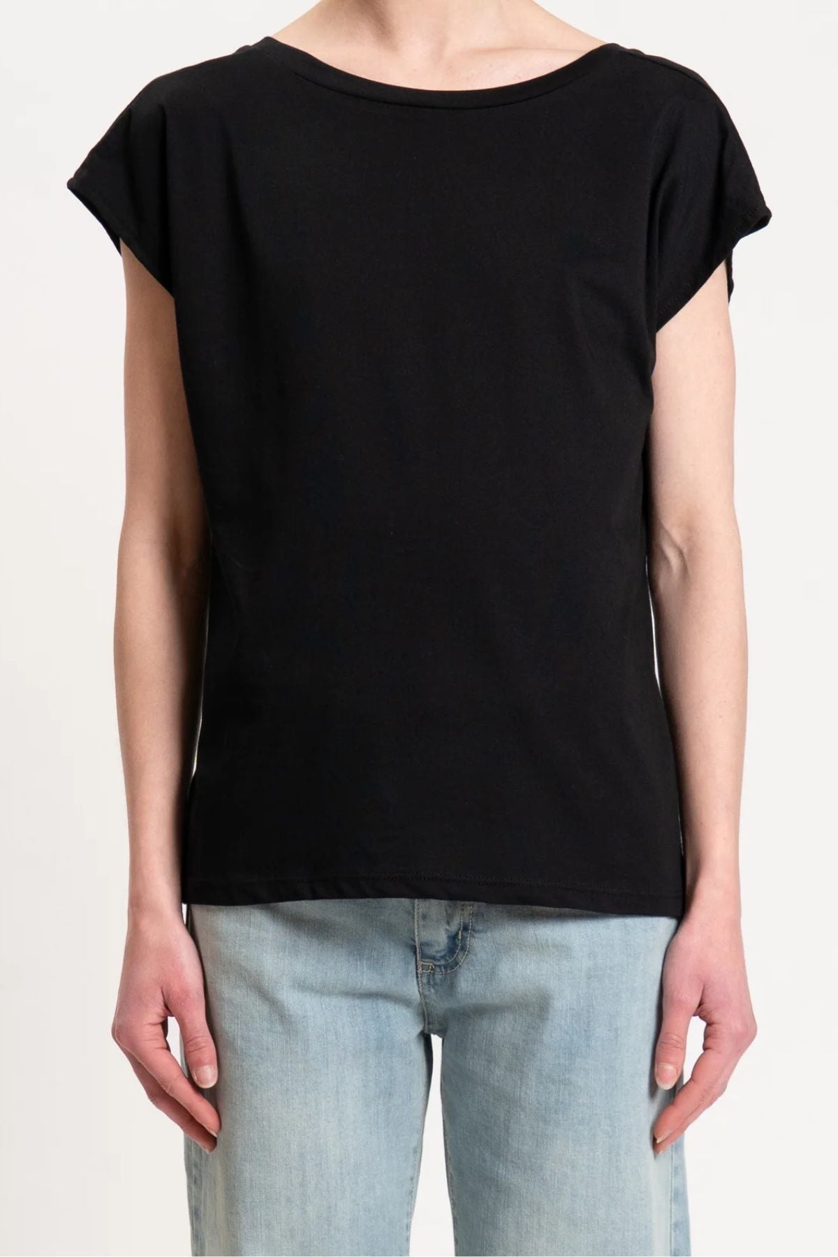 T-shirt scollo a V sulla schiena nero - Souvenir Clubbing