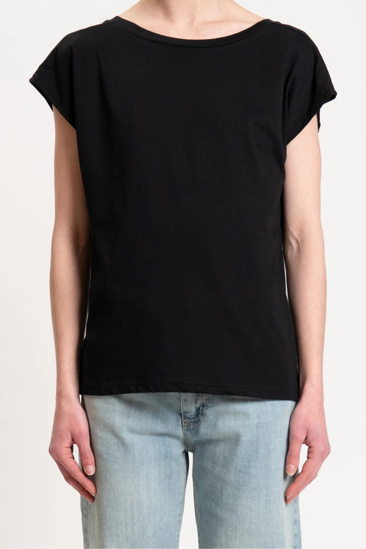 T-shirt scollo a V sulla schiena nero - Souvenir Clubbing