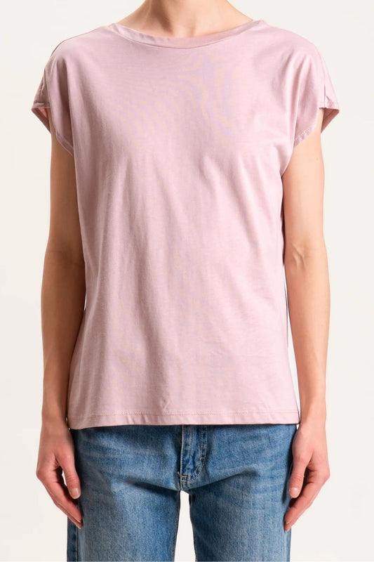 T-shirt scollo a V sulla schiena rosa - Souvenir Clubbing