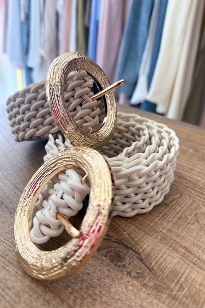 Cintura intrecciata con fibbia oro - Emporio Club